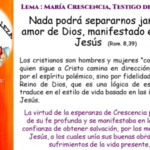 SEXTO DÍA. NOVENA A NUESTRA BEATA MARÍA CRESCENCIA